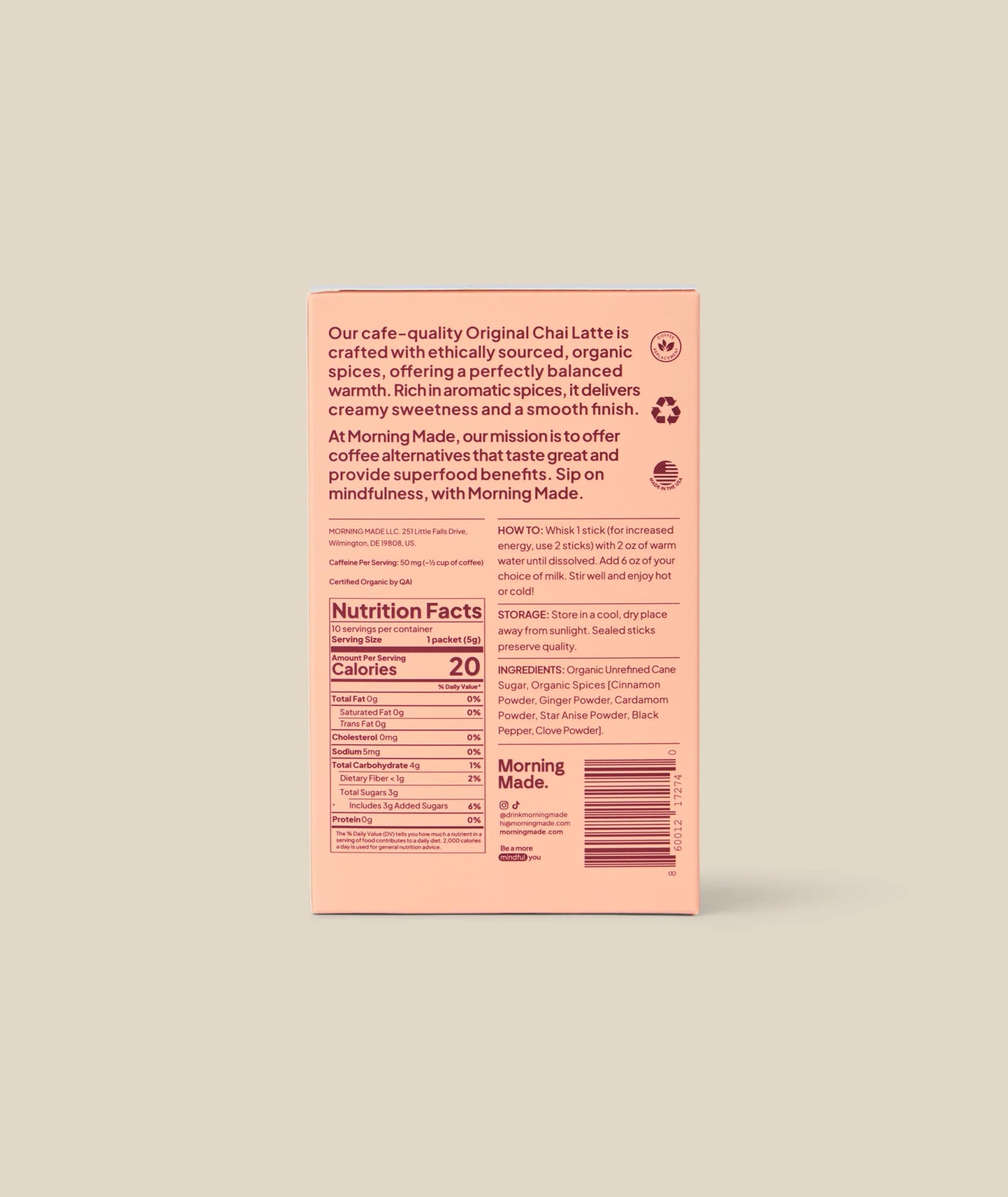 Original Chai Latte 20pk (10 Pack x 2) - Morning Made