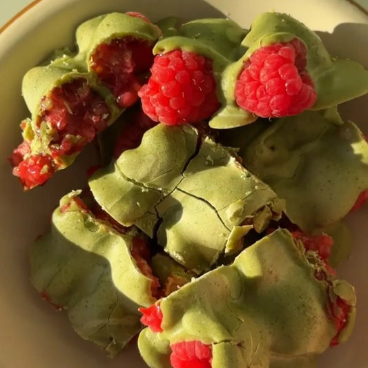 Raspberry Matcha Chocolate Bark - Morning Made