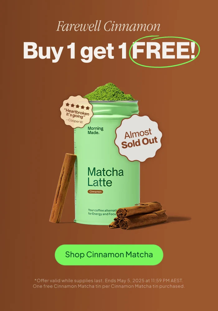 Image Banner of Cinnamon Matcha Latte, Offering Buy One Get One Free Cinnamon