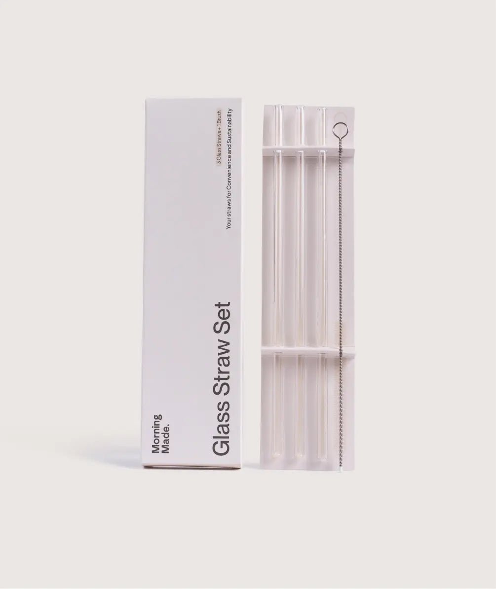 Reusable Glass Straw Set with Cleaning Brush - Morning Made