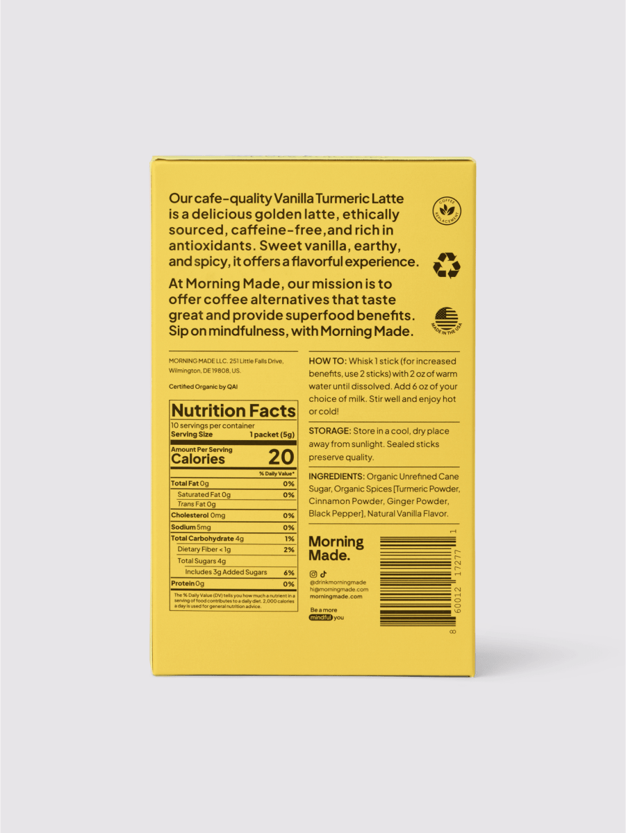Vanilla Turmeric Latte 20pk (10 Pack x 2) - Morning Made